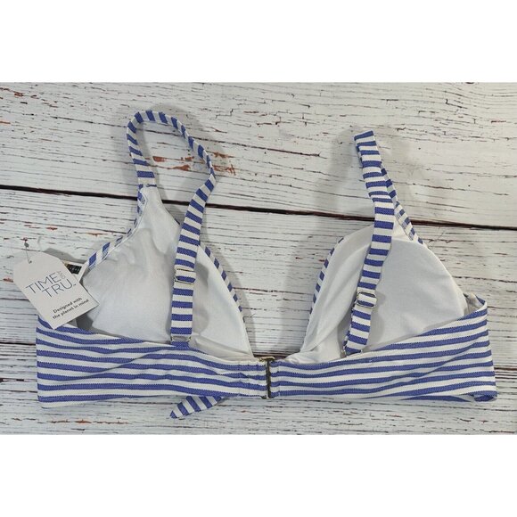 NEW Time and Tru Bikini Womens Plus Size 3X Swim Top & Bottoms Set Blue Stripes - Picture 14 of 14
